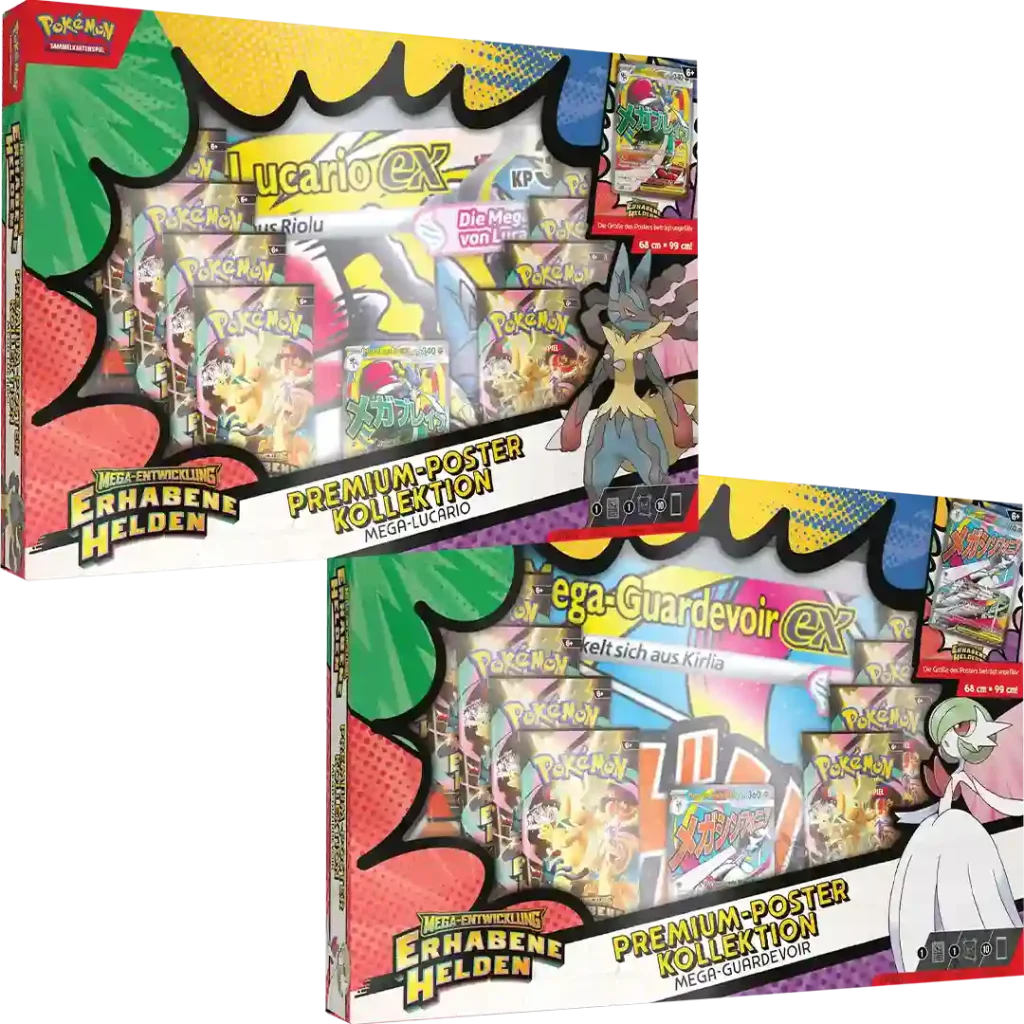 PKM ME02.5 Premium-Poster-Kollektion Mega-Entwicklung - Erhabene Helden: Mega-Lucario-ex / Mega-Gardevoir ex